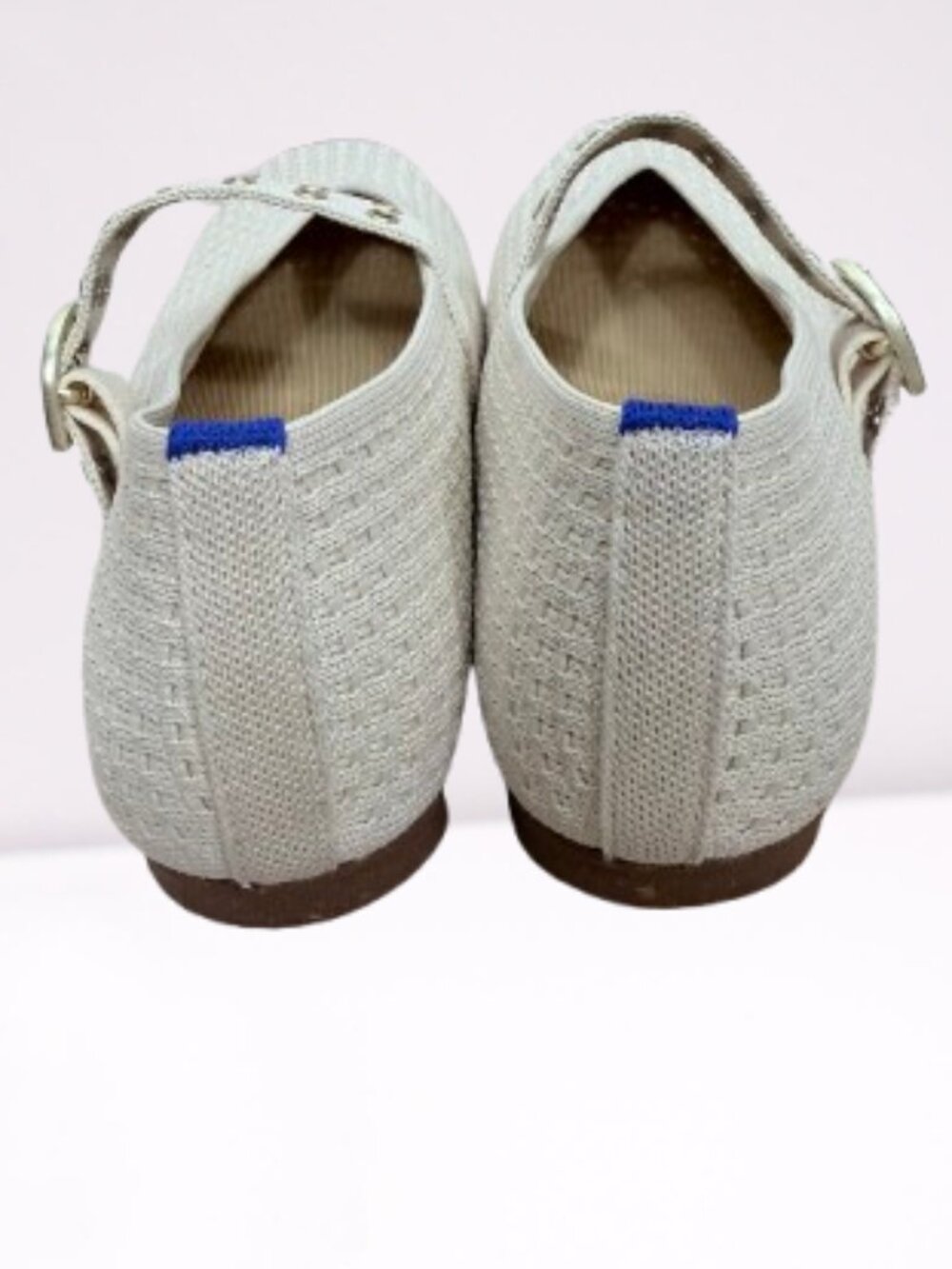 Rothy's The Max Buckle Mary Jane Flats Size 10 Cream Woven Worn Once - Picture 7 of 12